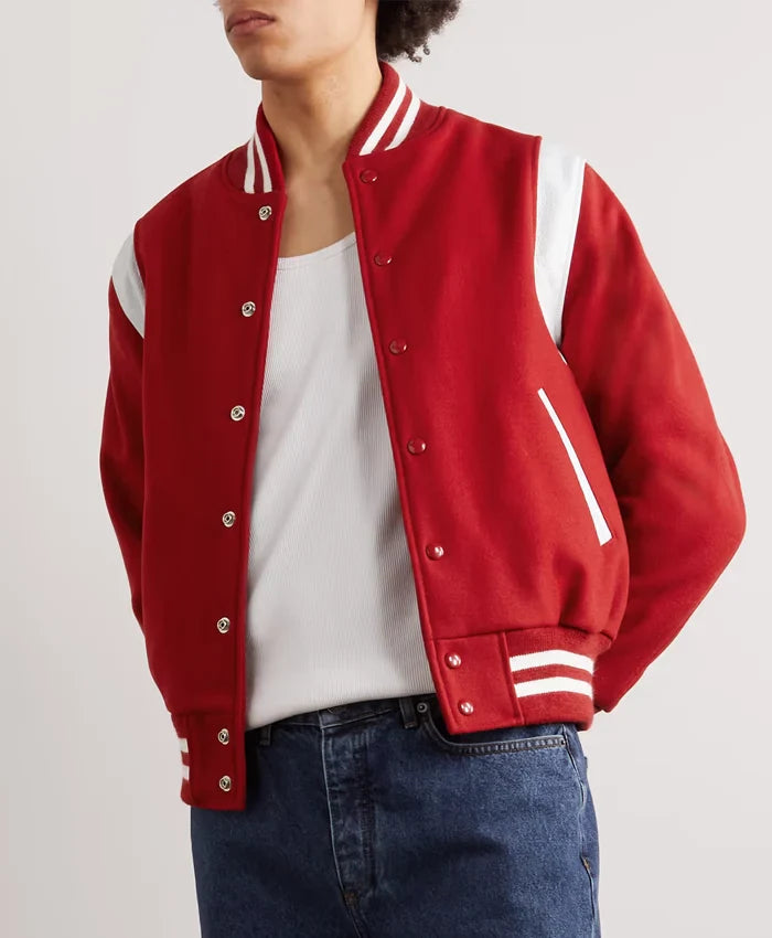 Men’s Casual Red and White Varsity Jacket - Recreated Inspired Edition