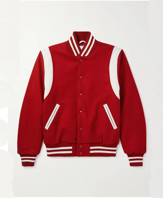 Men’s Casual Red and White Varsity Jacket - Recreated Inspired Edition