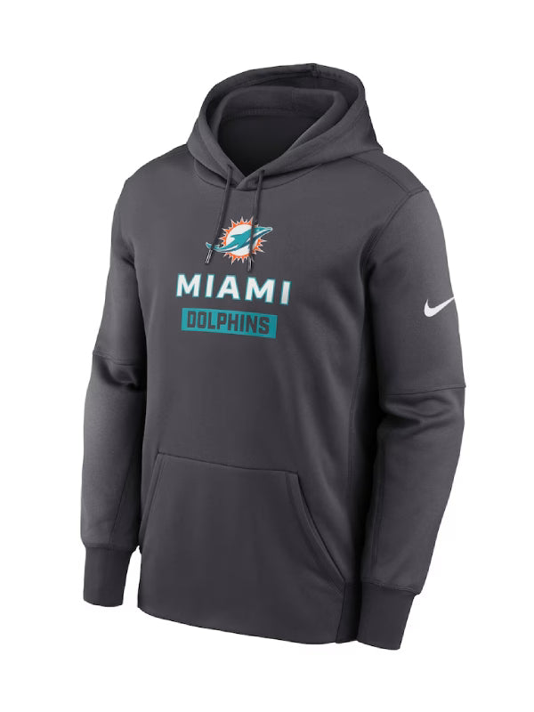 Miami Dolphins Nike Anthracite Toss Sweep Performance Hoodie - Recreated Inspired Edition