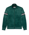Mens Velvet Green Striped Bomber Jacket