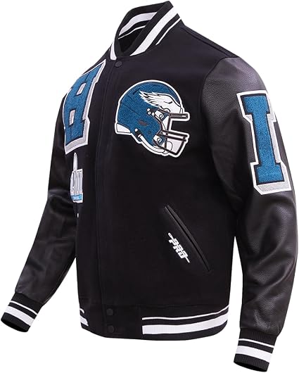 Philadelphia Eagles Mens National Football Mash Up Varsity Jacket - Recreated Edition