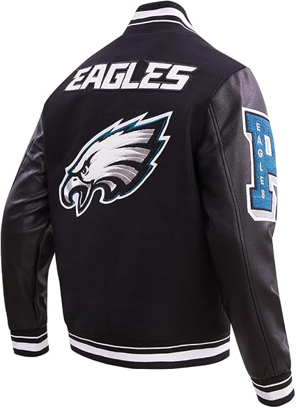 Philadelphia Eagles Mens National Football Mash Up Varsity Jacket - Recreated Edition