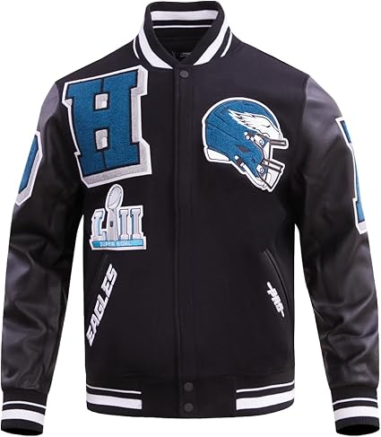 Philadelphia Eagles Mens National Football Mash Up Varsity Jacket - Recreated Edition