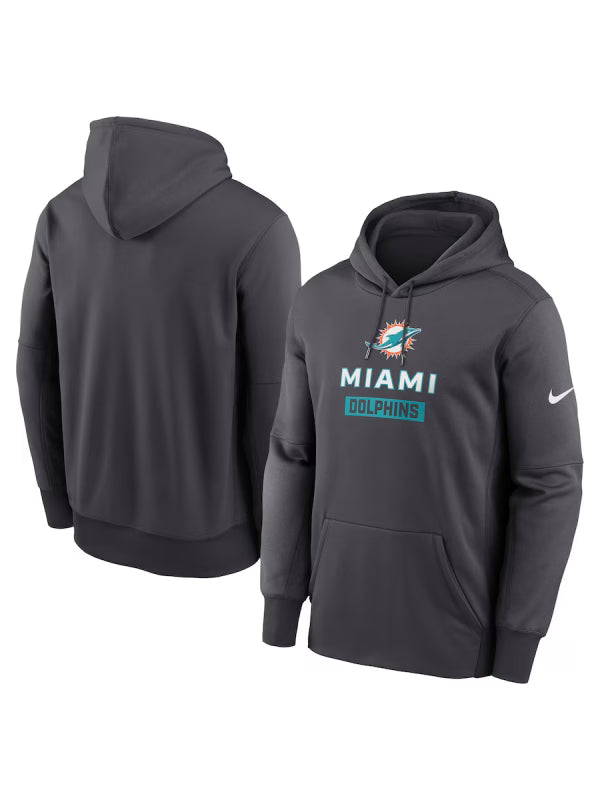 Miami Dolphins Nike Anthracite Toss Sweep Performance Hoodie - Recreated Inspired Edition