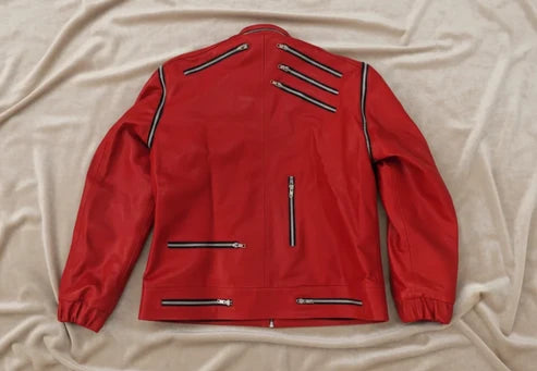 Kids Michael Jackson Beat It Red Leather Jacket | MJ-Inspired Cosplay Costume