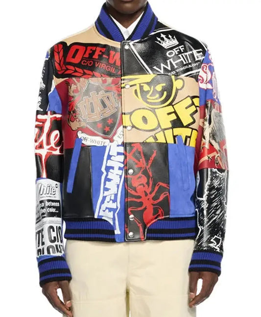 Off White Multipatch Varsity Jacket - Recreated Inspired Edition