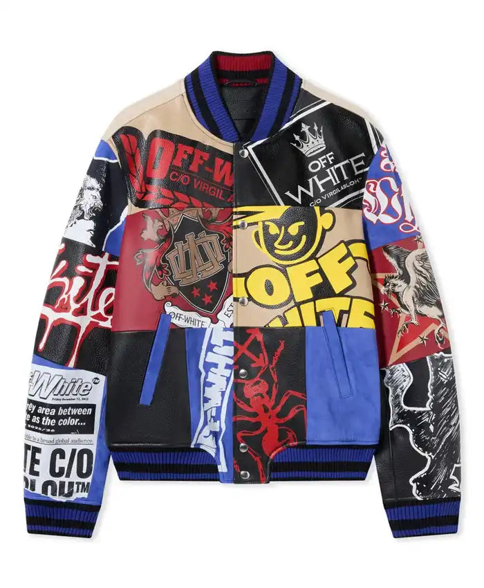 Off White Multipatch Varsity Jacket - Recreated Inspired Edition