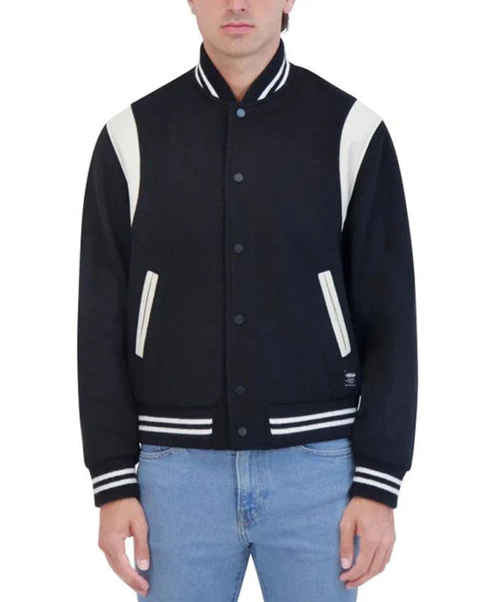 Navy Blue Letterman Varsity Jacket - Recreated Inspired Edition With Rib Collar