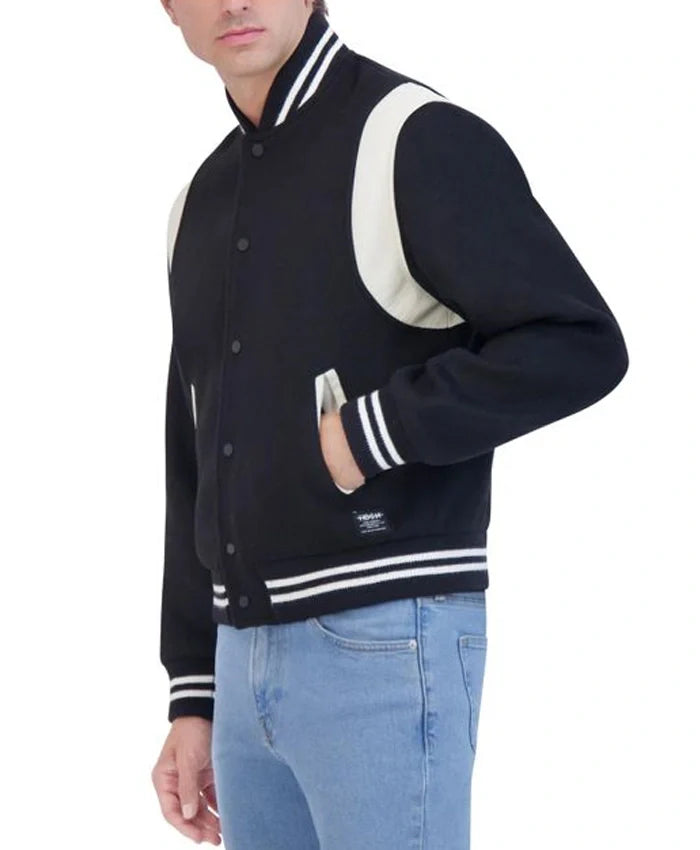 Navy Blue Letterman Varsity Jacket - Recreated Inspired Edition With Rib Collar
