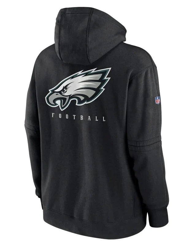 Philadelphia Eagles Black Sideline Club Pullover Hoodie - Recreated Inspired Edition