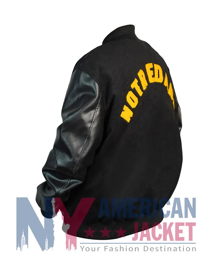 Notre Dame Rudy Irish Black Varsity Bomber Jacket