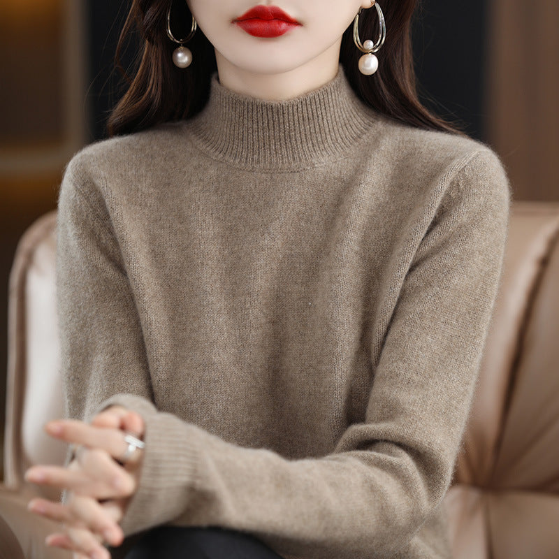 Autumn and Winter New Sweater Women's Half-turtleneck Long-sleeved Women's Top Loose Slimming All-match Sweater Pullover Sweater