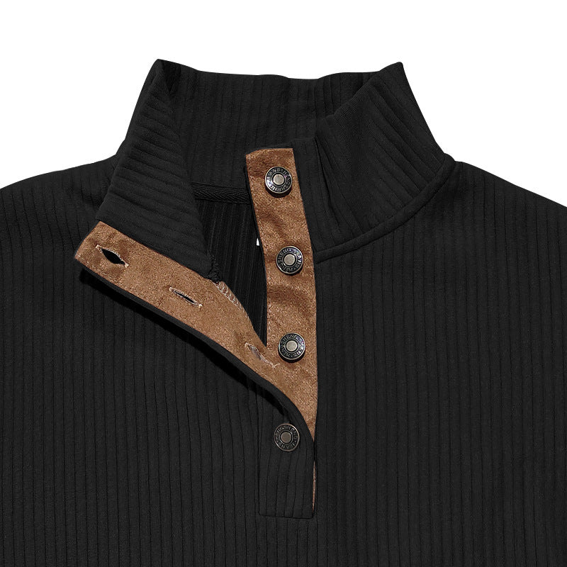 2025 Cross-Border Men's Clothing Amazon Heavyweight Jacquard Men's Sweatshirt Autumn and Winter Slim Fit Stand Collar Long Sleeve Pullover Sweatshirt for Men