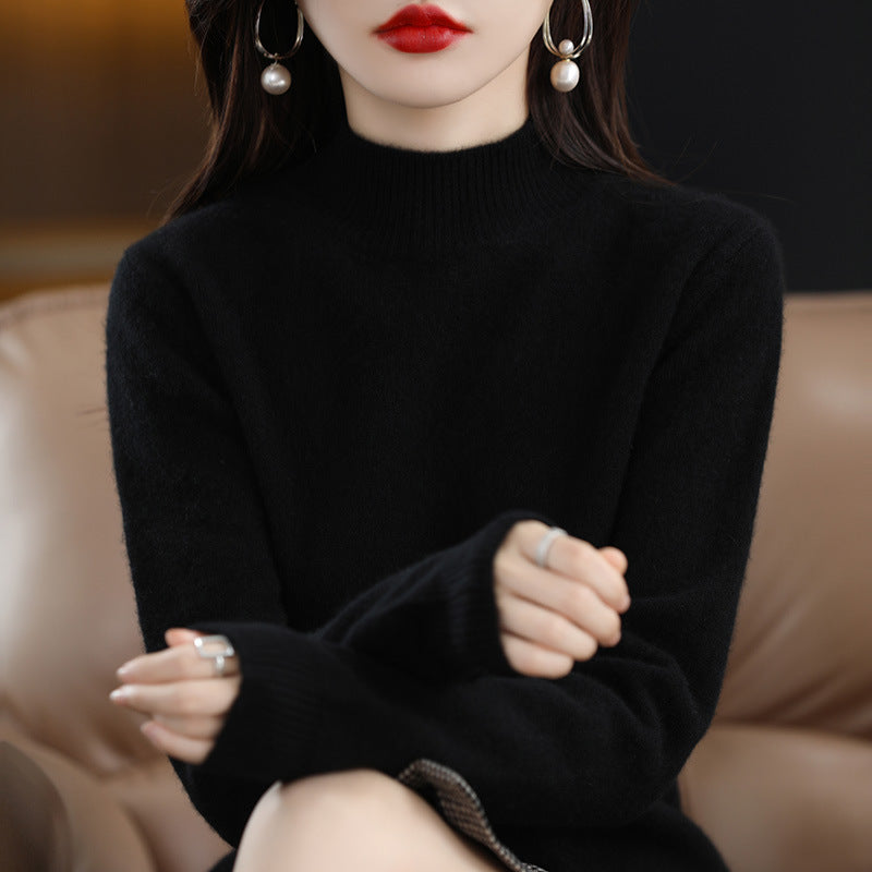 Autumn and Winter New Sweater Women's Half-turtleneck Long-sleeved Women's Top Loose Slimming All-match Sweater Pullover Sweater