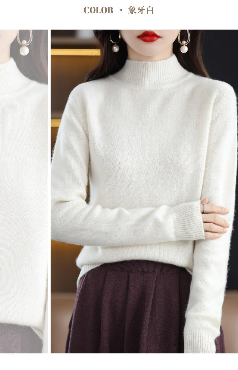 Autumn and Winter New Sweater Women's Half-turtleneck Long-sleeved Women's Top Loose Slimming All-match Sweater Pullover Sweater