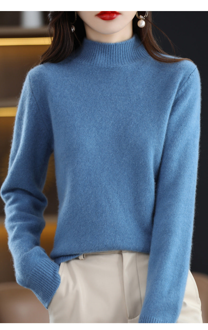 Autumn and Winter New Sweater Women's Half-turtleneck Long-sleeved Women's Top Loose Slimming All-match Sweater Pullover Sweater