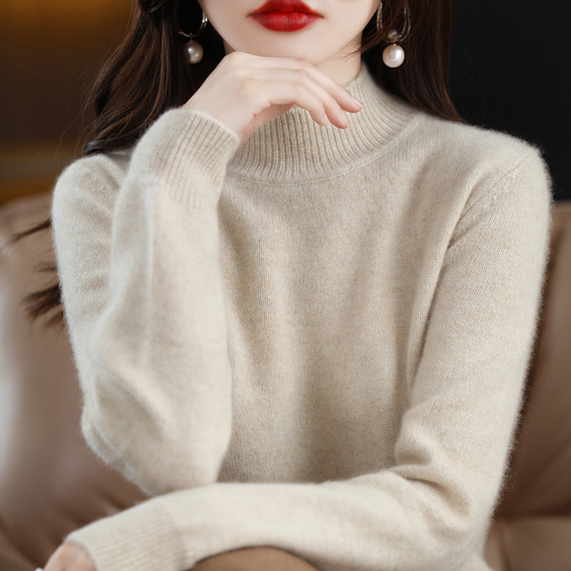 Autumn and Winter New Sweater Women's Half-turtleneck Long-sleeved Women's Top Loose Slimming All-match Sweater Pullover Sweater