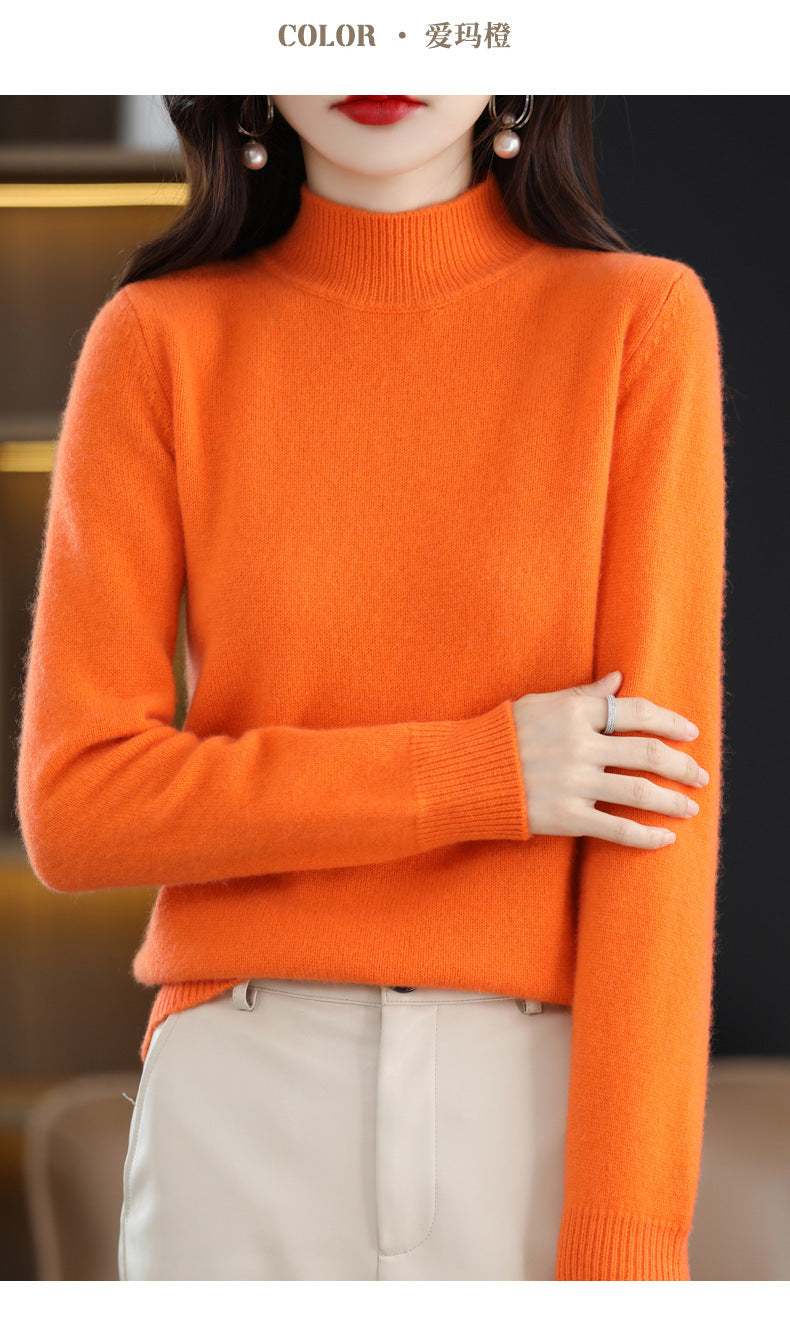 Autumn and Winter New Sweater Women's Half-turtleneck Long-sleeved Women's Top Loose Slimming All-match Sweater Pullover Sweater