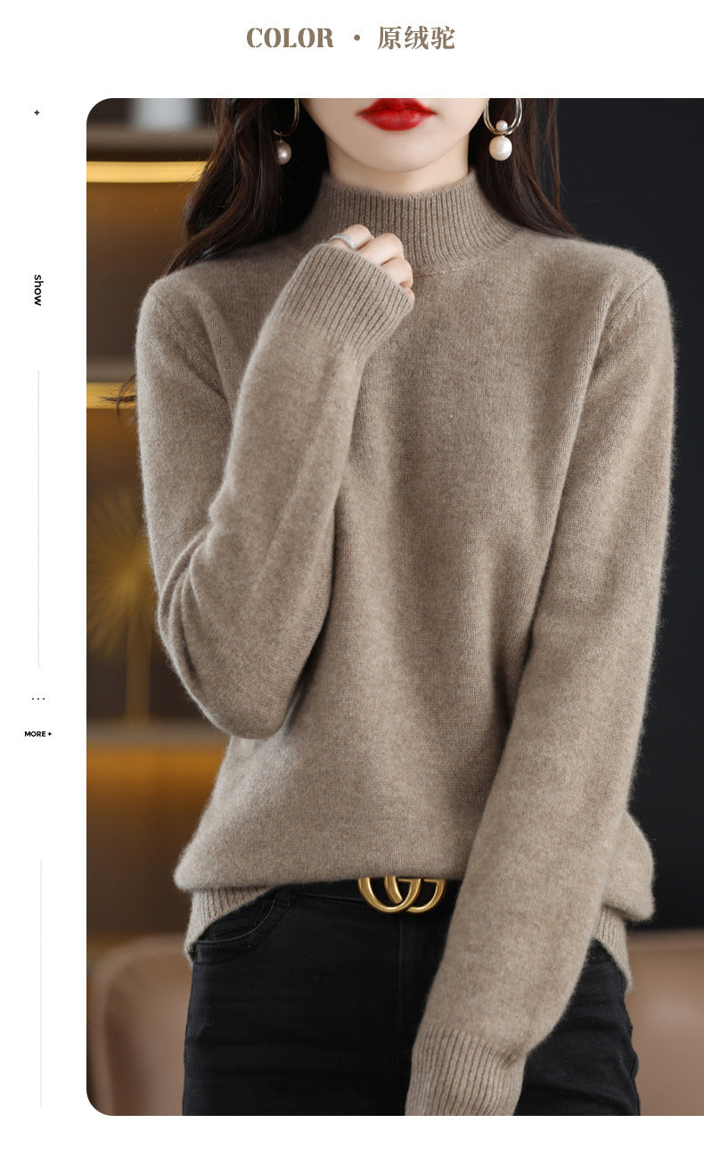 Autumn and Winter New Sweater Women's Half-turtleneck Long-sleeved Women's Top Loose Slimming All-match Sweater Pullover Sweater