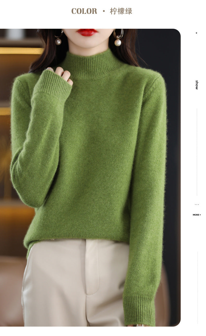 Autumn and Winter New Sweater Women's Half-turtleneck Long-sleeved Women's Top Loose Slimming All-match Sweater Pullover Sweater