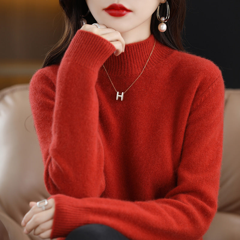 Autumn and Winter New Sweater Women's Half-turtleneck Long-sleeved Women's Top Loose Slimming All-match Sweater Pullover Sweater