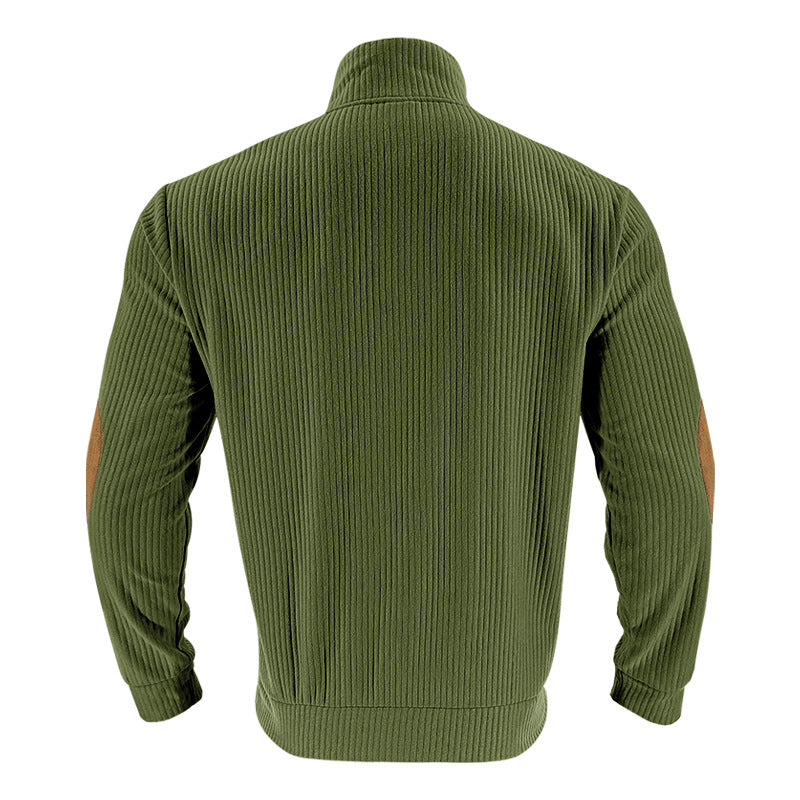2025 Cross-Border Men's Clothing Amazon Heavyweight Jacquard Men's Sweatshirt Autumn and Winter Slim Fit Stand Collar Long Sleeve Pullover Sweatshirt for Men