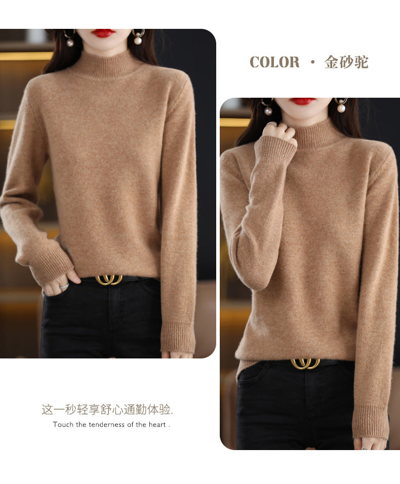 Autumn and Winter New Sweater Women's Half-turtleneck Long-sleeved Women's Top Loose Slimming All-match Sweater Pullover Sweater