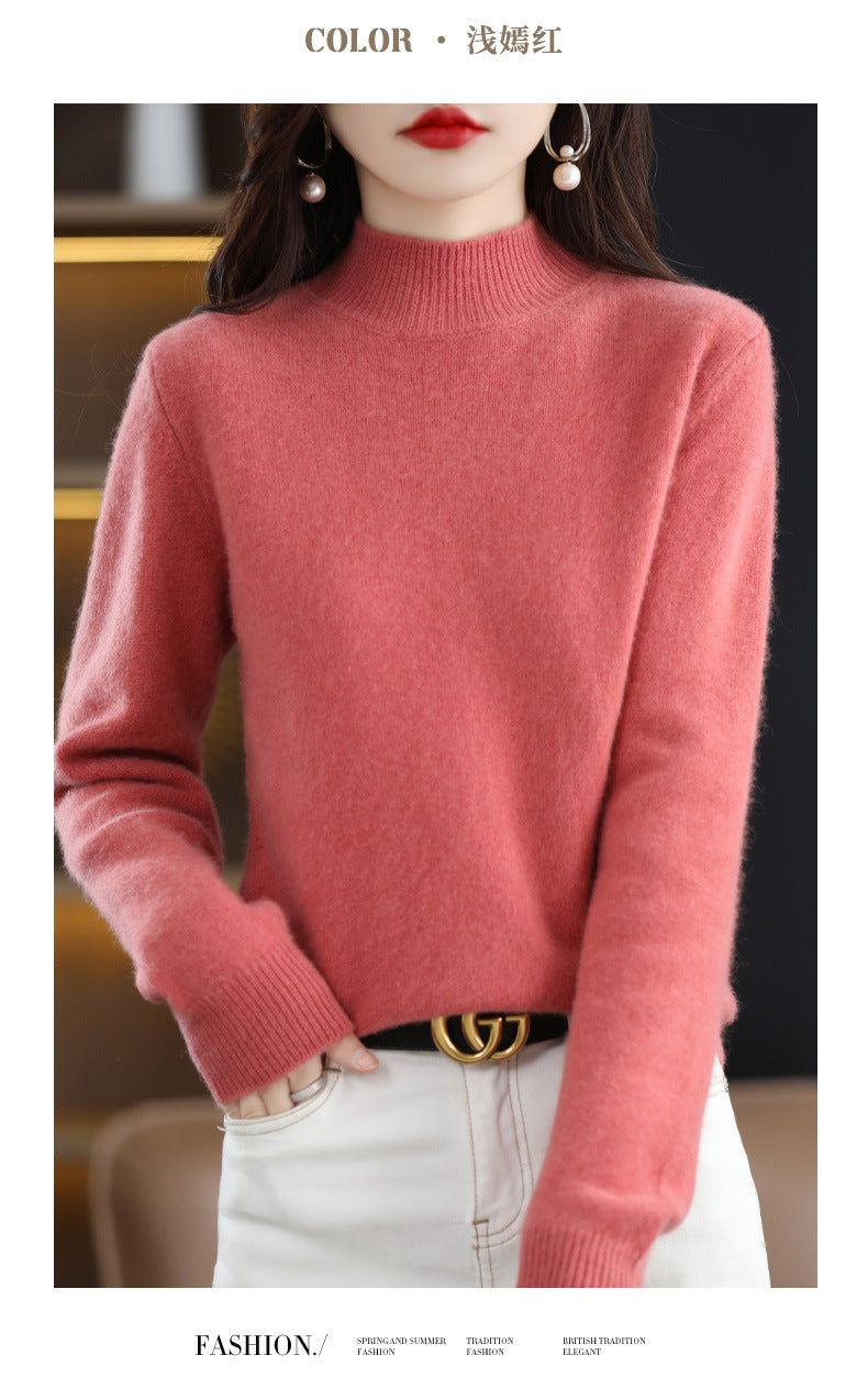Autumn and Winter New Sweater Women's Half-turtleneck Long-sleeved Women's Top Loose Slimming All-match Sweater Pullover Sweater