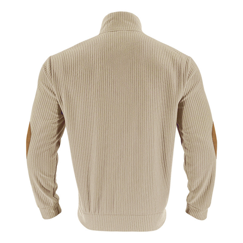 2025 Cross-Border Men's Clothing Amazon Heavyweight Jacquard Men's Sweatshirt Autumn and Winter Slim Fit Stand Collar Long Sleeve Pullover Sweatshirt for Men