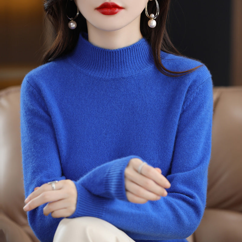 Autumn and Winter New Sweater Women's Half-turtleneck Long-sleeved Women's Top Loose Slimming All-match Sweater Pullover Sweater