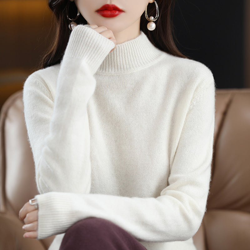 Autumn and Winter New Sweater Women's Half-turtleneck Long-sleeved Women's Top Loose Slimming All-match Sweater Pullover Sweater