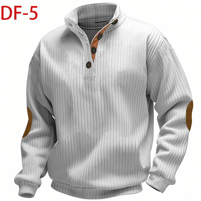 2025 Cross-Border Men's Clothing Amazon Heavyweight Jacquard Men's Sweatshirt Autumn and Winter Slim Fit Stand Collar Long Sleeve Pullover Sweatshirt for Men