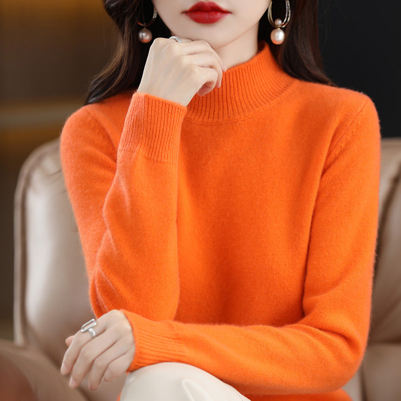 Autumn and Winter New Sweater Women's Half-turtleneck Long-sleeved Women's Top Loose Slimming All-match Sweater Pullover Sweater