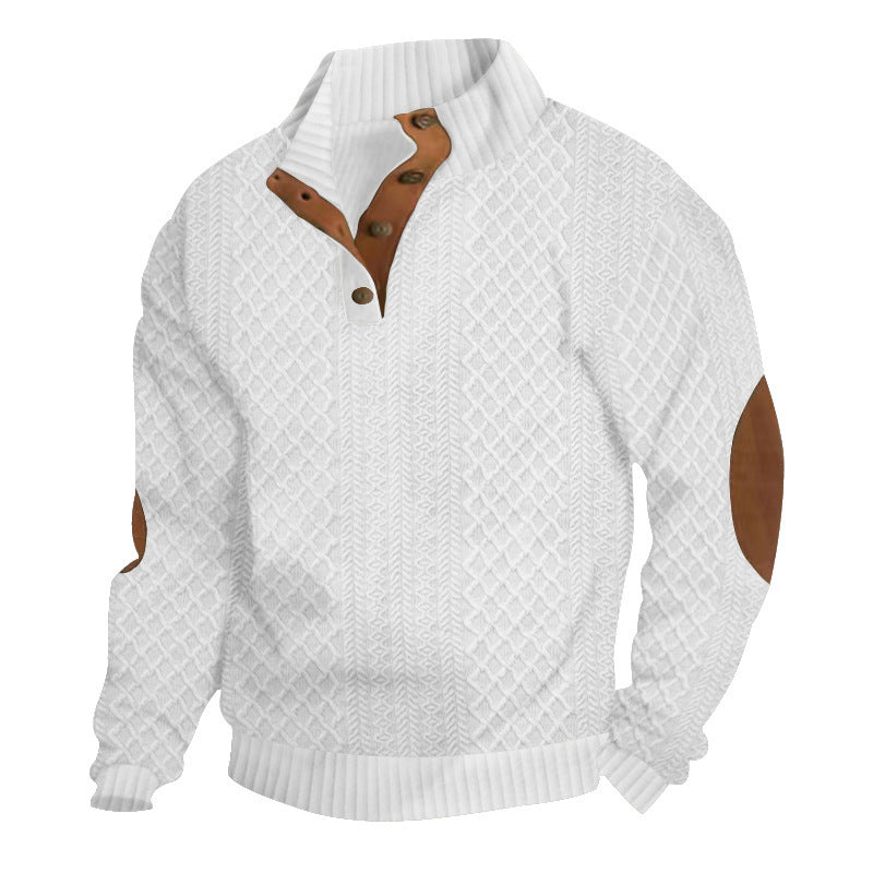 2025 Cross-Border Men's Clothing Amazon Heavyweight Jacquard Men's Sweatshirt Autumn and Winter Slim Fit Stand Collar Long Sleeve Pullover Sweatshirt for Men