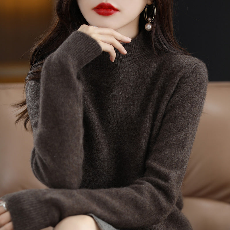 Autumn and Winter New Sweater Women's Half-turtleneck Long-sleeved Women's Top Loose Slimming All-match Sweater Pullover Sweater