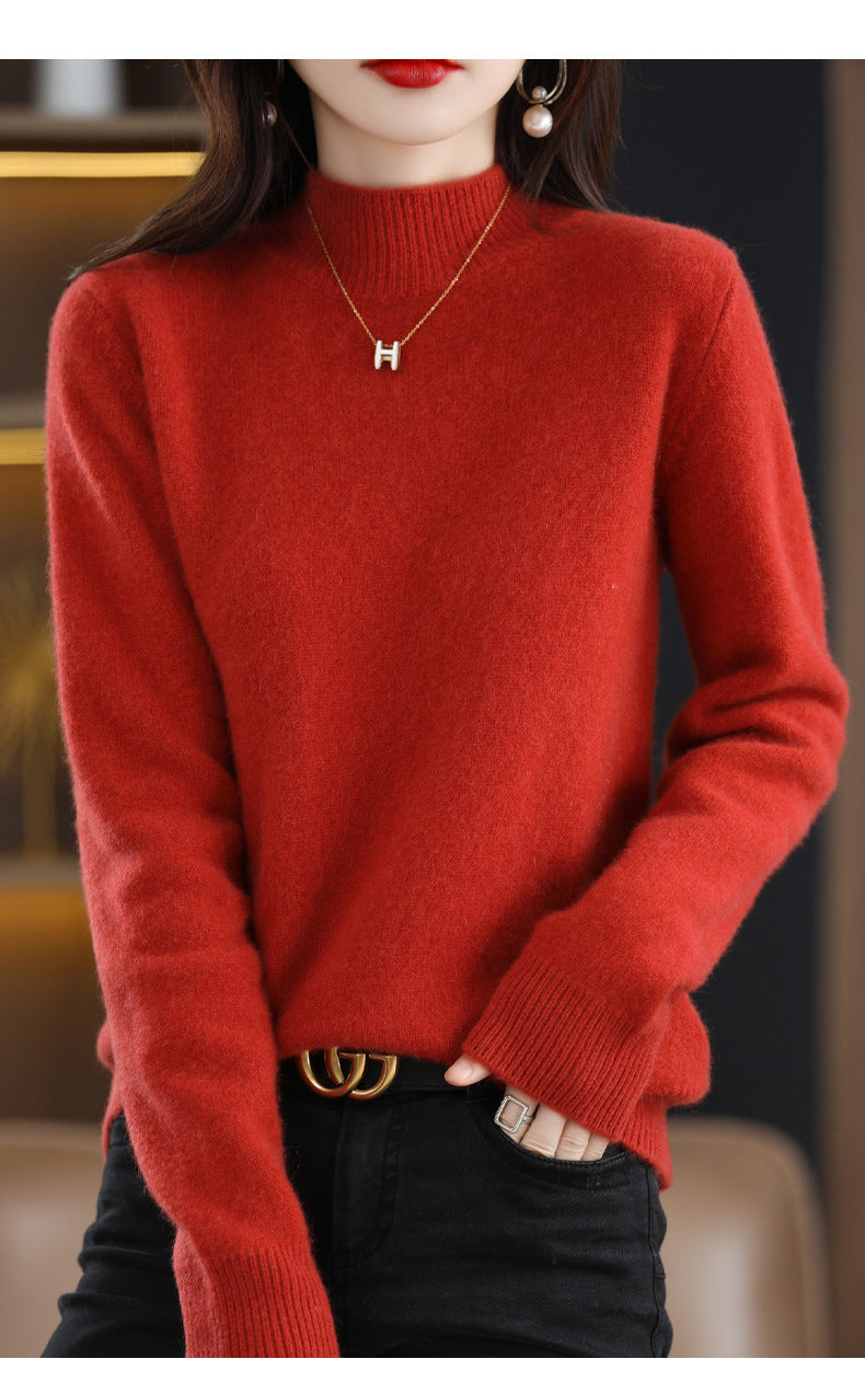 Autumn and Winter New Sweater Women's Half-turtleneck Long-sleeved Women's Top Loose Slimming All-match Sweater Pullover Sweater