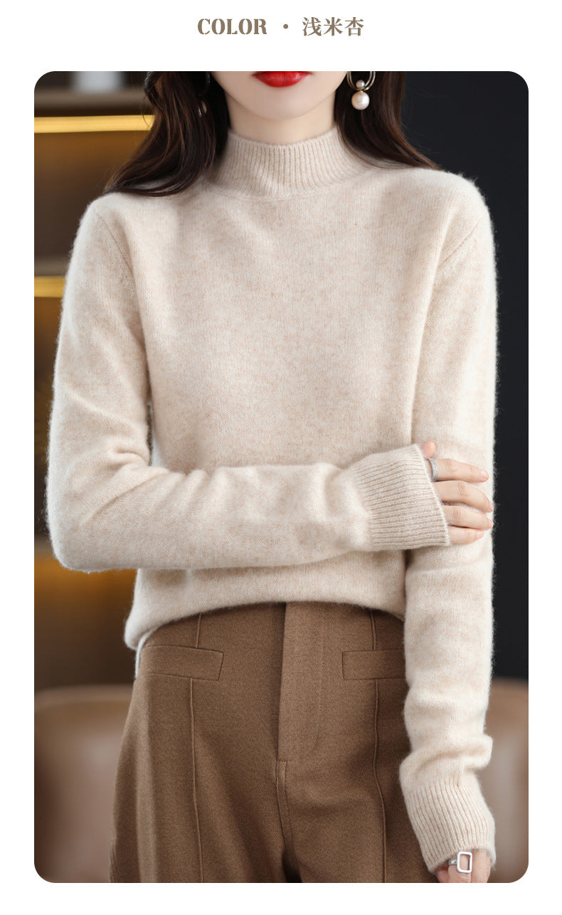 Autumn and Winter New Sweater Women's Half-turtleneck Long-sleeved Women's Top Loose Slimming All-match Sweater Pullover Sweater