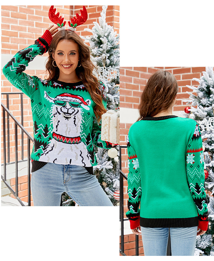 Amazon's Hot-Selling European and American Casual Christmas Snowman Pullover Knitwear 2025 Autumn and Winter Cartoon Alpaca Christmas Knitwear