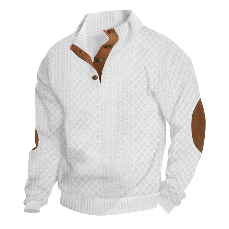2025 Cross-Border Men's Clothing Amazon Heavyweight Jacquard Men's Sweatshirt Autumn and Winter Slim Fit Stand Collar Long Sleeve Pullover Sweatshirt for Men