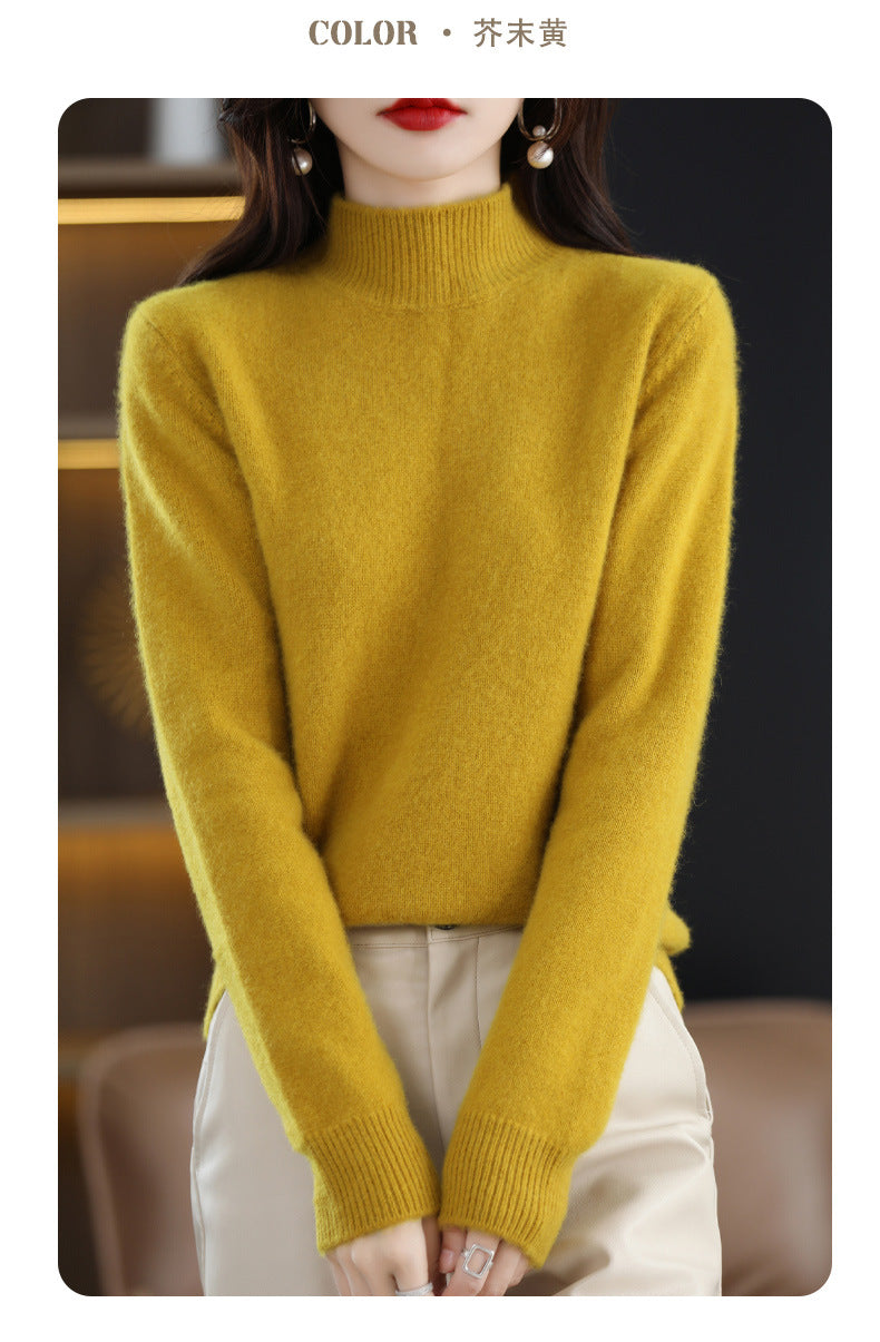 Autumn and Winter New Sweater Women's Half-turtleneck Long-sleeved Women's Top Loose Slimming All-match Sweater Pullover Sweater