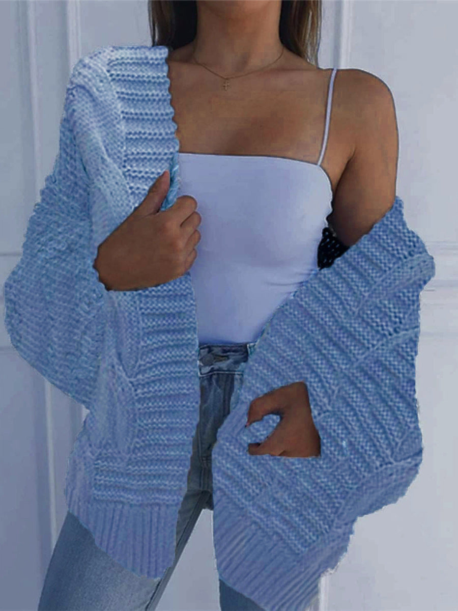 2026 European and American Aliexpress Women's Original Quality Thickened Mohair Cardigan Sweater Casual Open-Front Warm Coat
