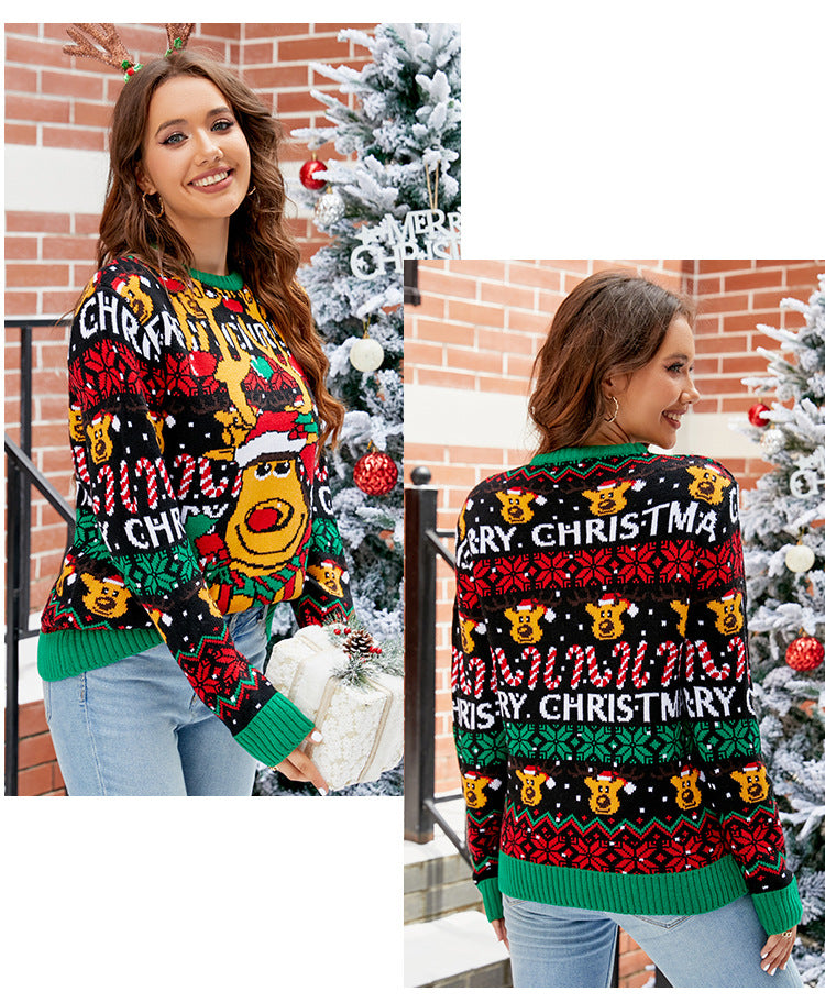 Amazon's Hot-Selling European and American Casual Christmas Snowman Pullover Knitwear 2025 Autumn and Winter Cartoon Alpaca Christmas Knitwear