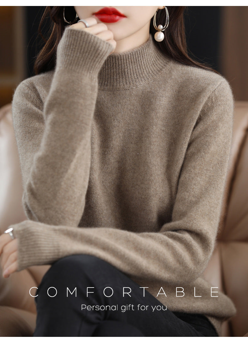 Autumn and Winter New Sweater Women's Half-turtleneck Long-sleeved Women's Top Loose Slimming All-match Sweater Pullover Sweater