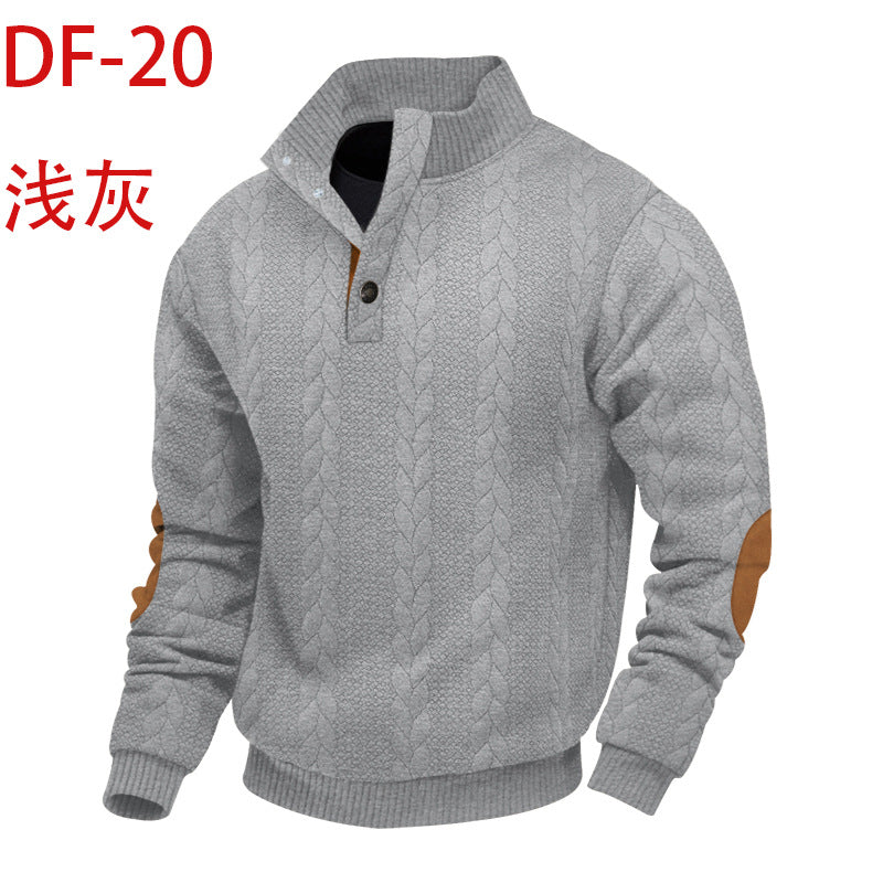 2025 Cross-Border Men's Clothing Amazon Heavyweight Jacquard Men's Sweatshirt Autumn and Winter Slim Fit Stand Collar Long Sleeve Pullover Sweatshirt for Men
