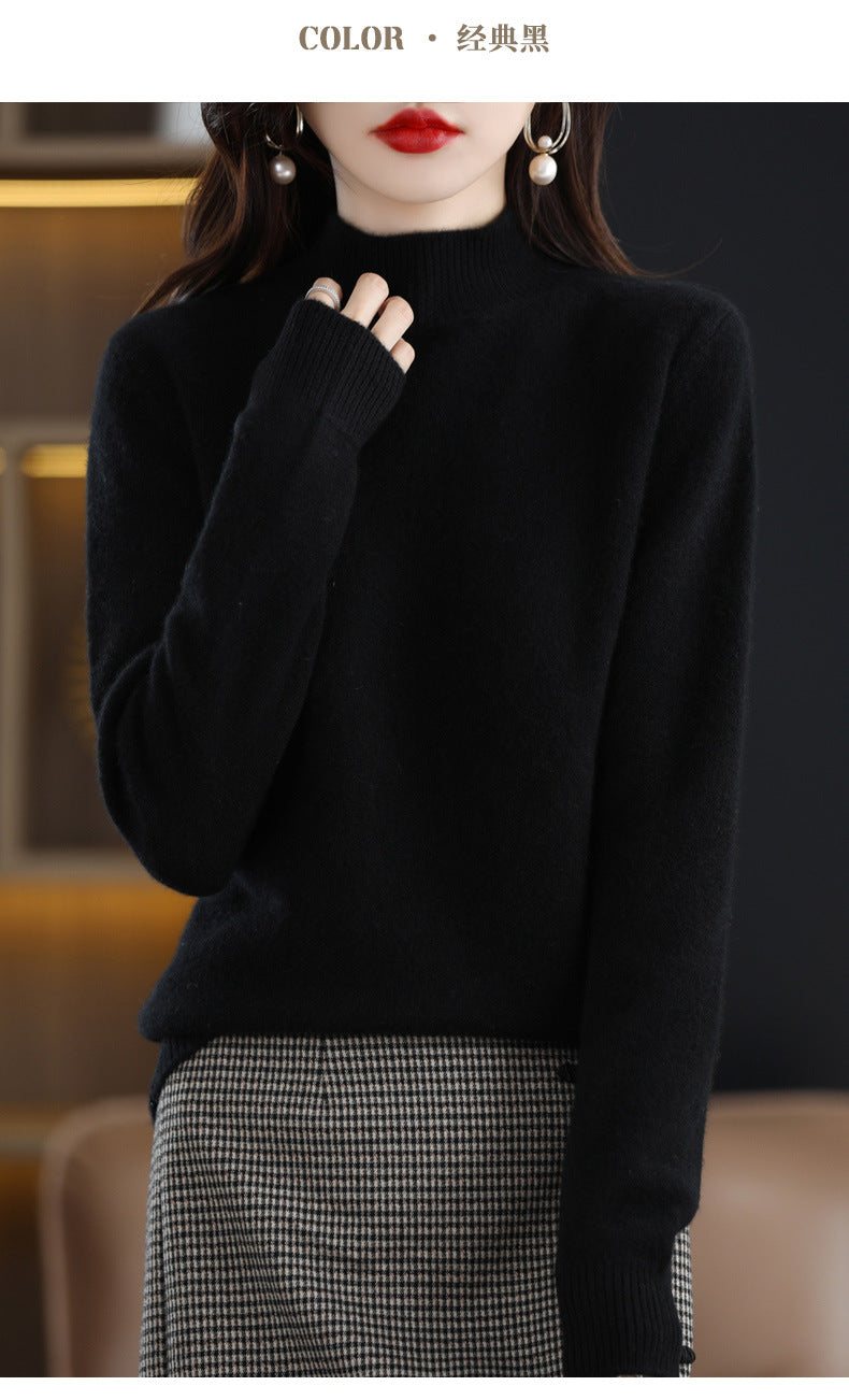 Autumn and Winter New Sweater Women's Half-turtleneck Long-sleeved Women's Top Loose Slimming All-match Sweater Pullover Sweater