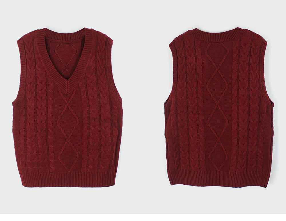 Foreign Trade Cross-border Europe and America Amazon Source Manufacturers Sweater Vest Women's Vest Clip V-neck Sleeveless Twist Sweater
