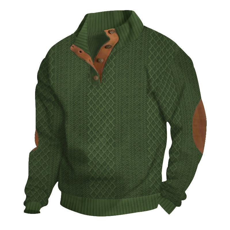 2025 Cross-Border Men's Clothing Amazon Heavyweight Jacquard Men's Sweatshirt Autumn and Winter Slim Fit Stand Collar Long Sleeve Pullover Sweatshirt for Men