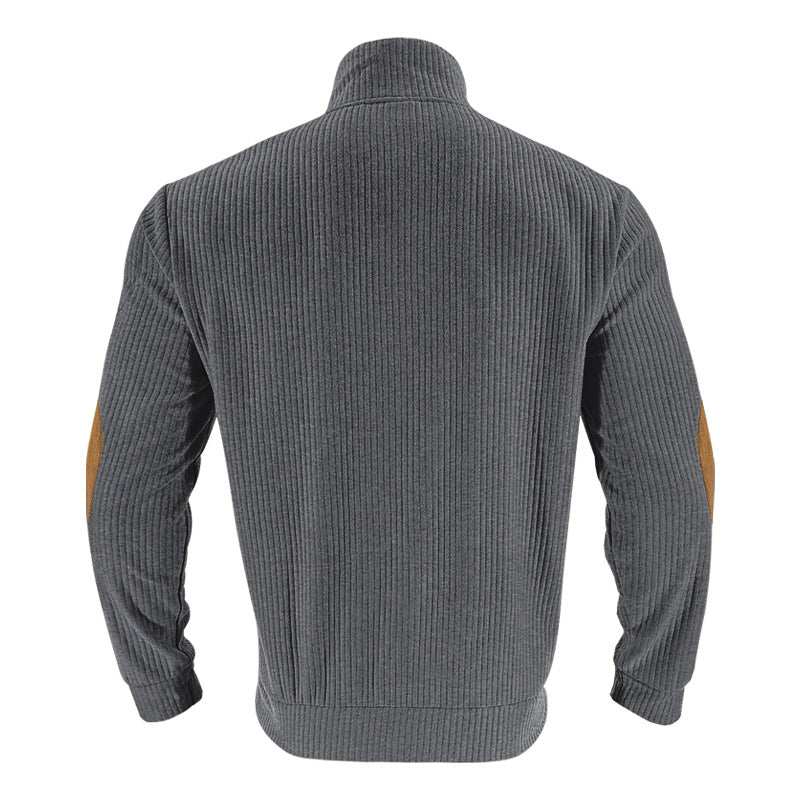 2025 Cross-Border Men's Clothing Amazon Heavyweight Jacquard Men's Sweatshirt Autumn and Winter Slim Fit Stand Collar Long Sleeve Pullover Sweatshirt for Men