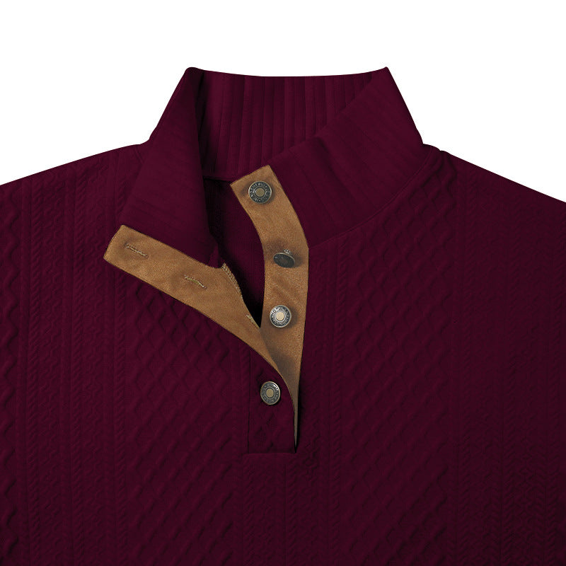 2025 Cross-Border Men's Clothing Amazon Heavyweight Jacquard Men's Sweatshirt Autumn and Winter Slim Fit Stand Collar Long Sleeve Pullover Sweatshirt for Men