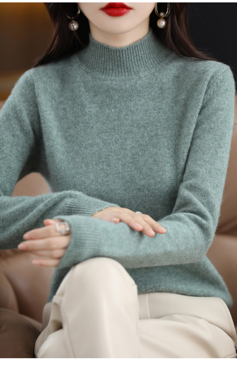 Autumn and Winter New Sweater Women's Half-turtleneck Long-sleeved Women's Top Loose Slimming All-match Sweater Pullover Sweater